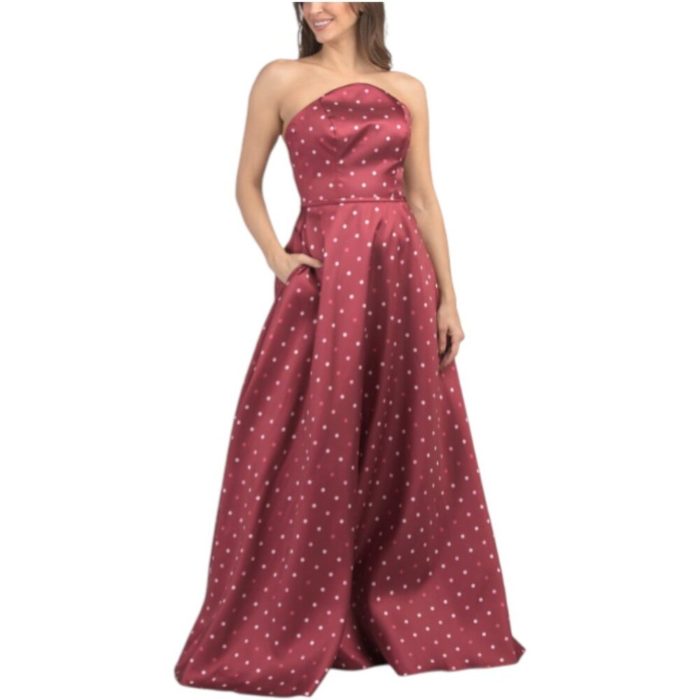 RENE BY RENE RUIZ Strapless Polka Dot Mikado Gown